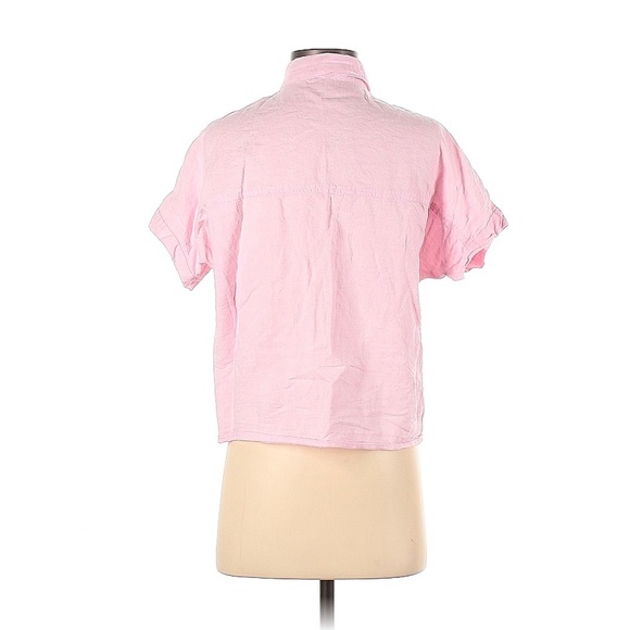 Madewell pink button down tie front top - Picture 2 of 2